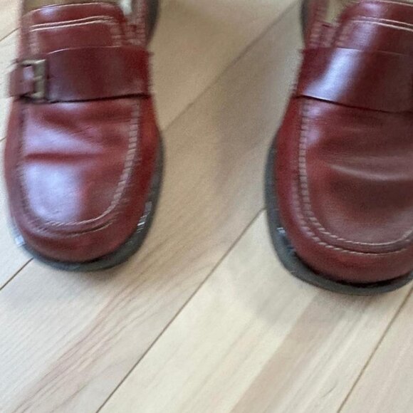 Hush Puppies red leather wedge loafers buckle detail comfort sole vintage look - Picture 8 of 8